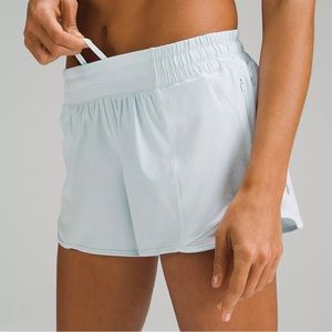 Lululemon Hotty Hot Low-Rise Lined Short 4" in Powder Blue
